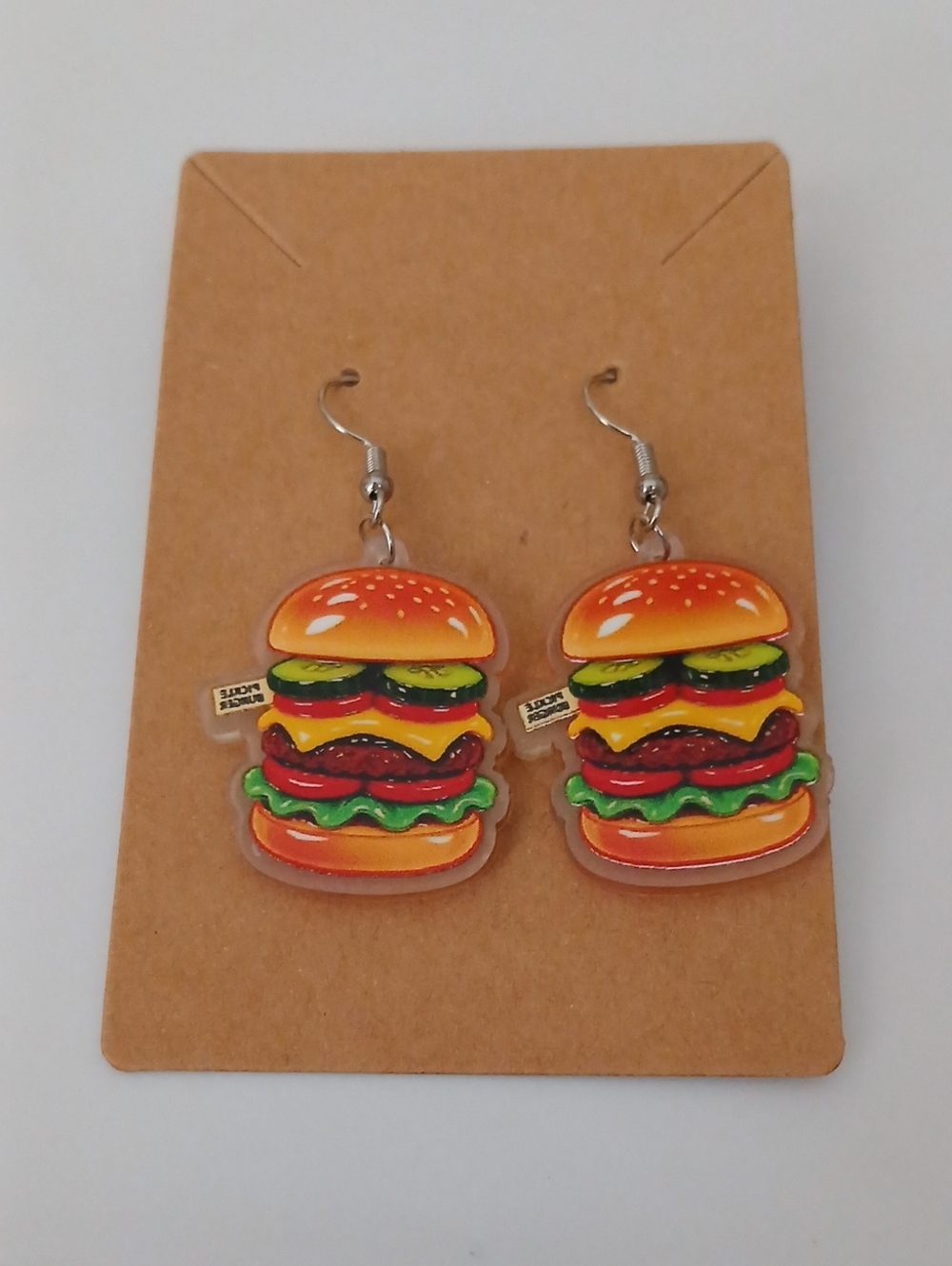 Fashion Jewelry Orange Green Red Cheeseburger Dangle Earrings